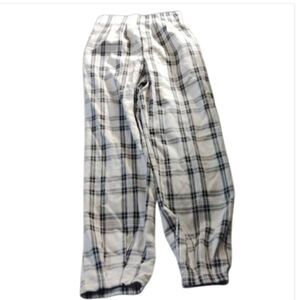 Shein Plaid Pleated Pants, Elastic Waist band